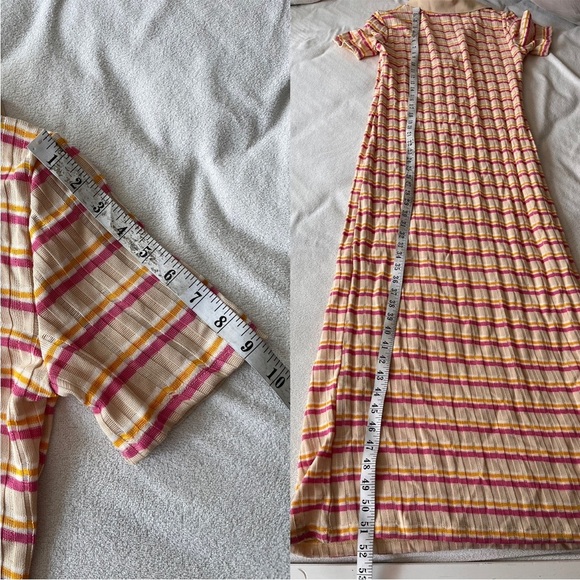 NWT Zara Striped Ribbed Knit Polo Collar Midi Dress L - Picture 5 of 11